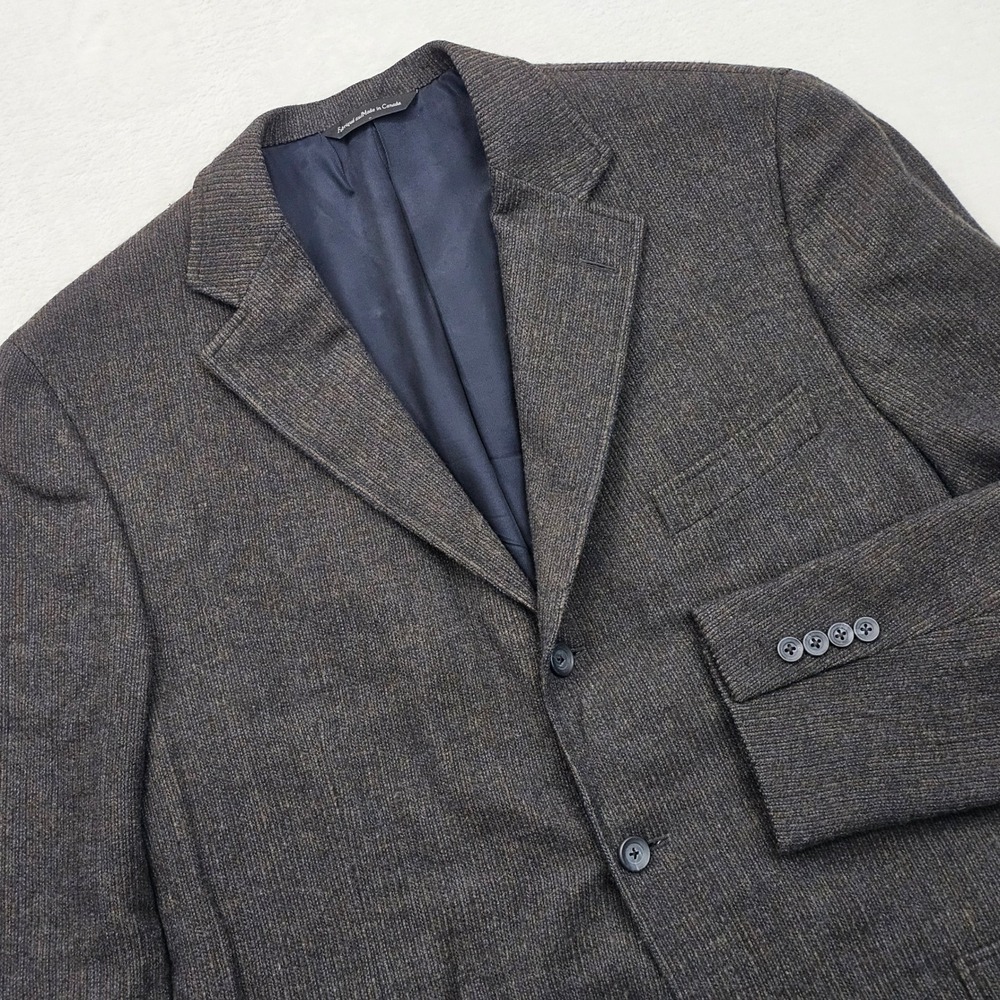 Samuelsohn Sport Coat Mens 44R Brown Blue Striped Wool Cashmere 3 Button Blazer